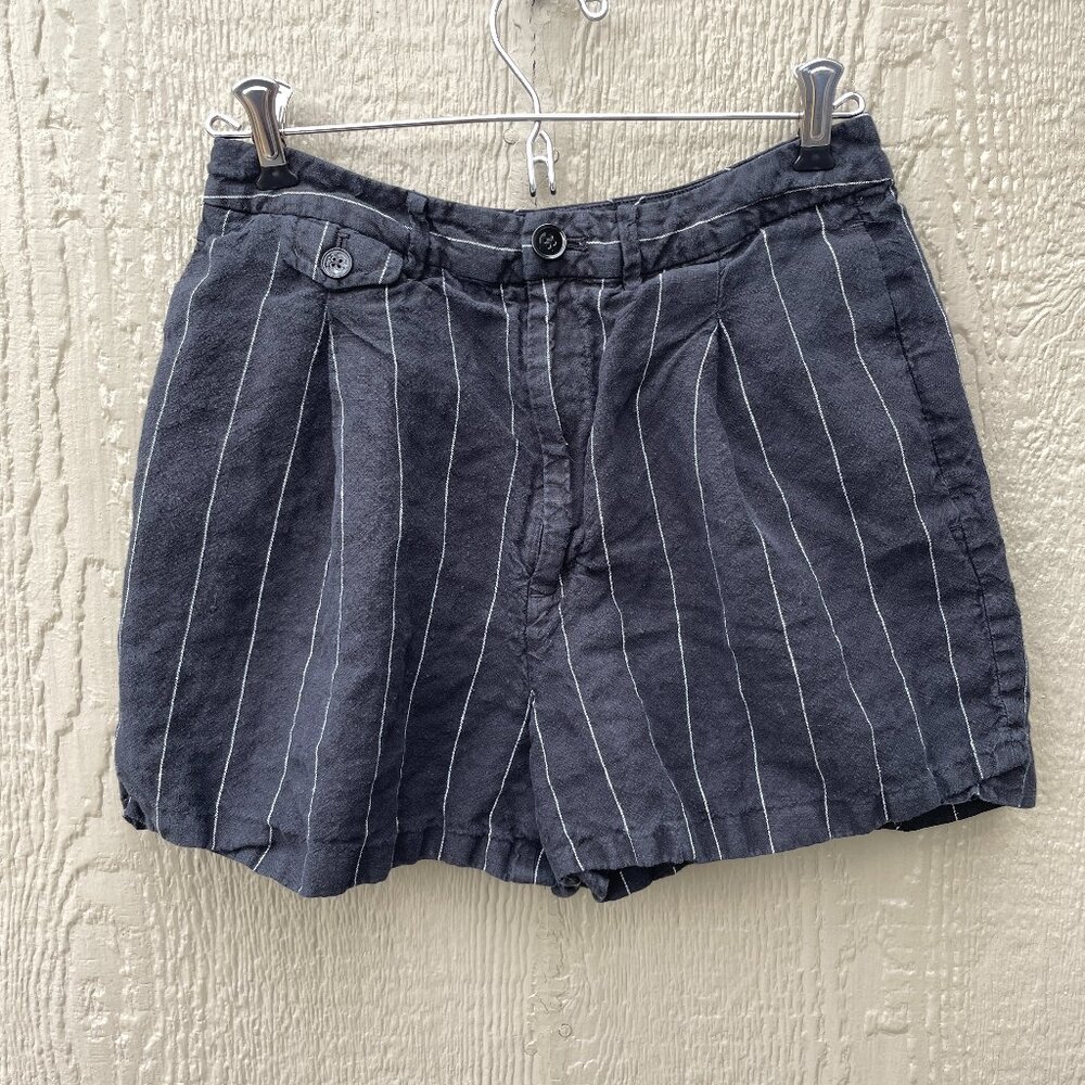 Lauren Ralph Lauren Shorts Womens Size 2 Black Striped 100% Linen Inseam 4"